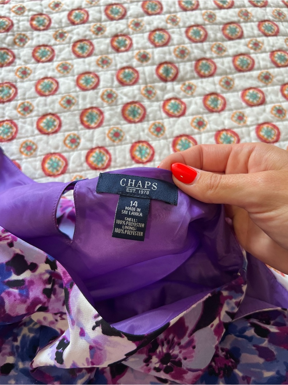 Chaps Purple Floral Tiered Midi Dress - Picture 6 of 7